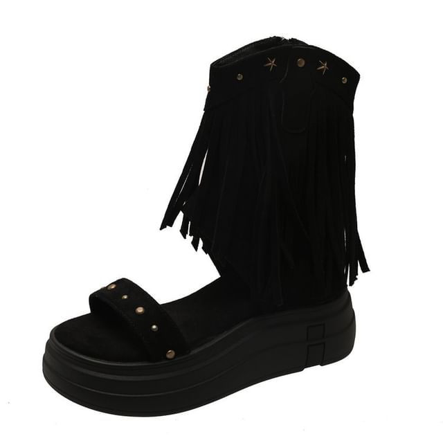 Boots Short Studded Platform Plain