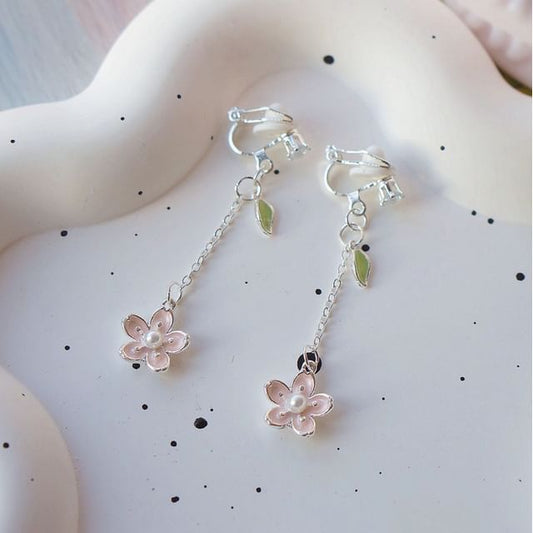 Dangle On Set Floral / Clip Earring