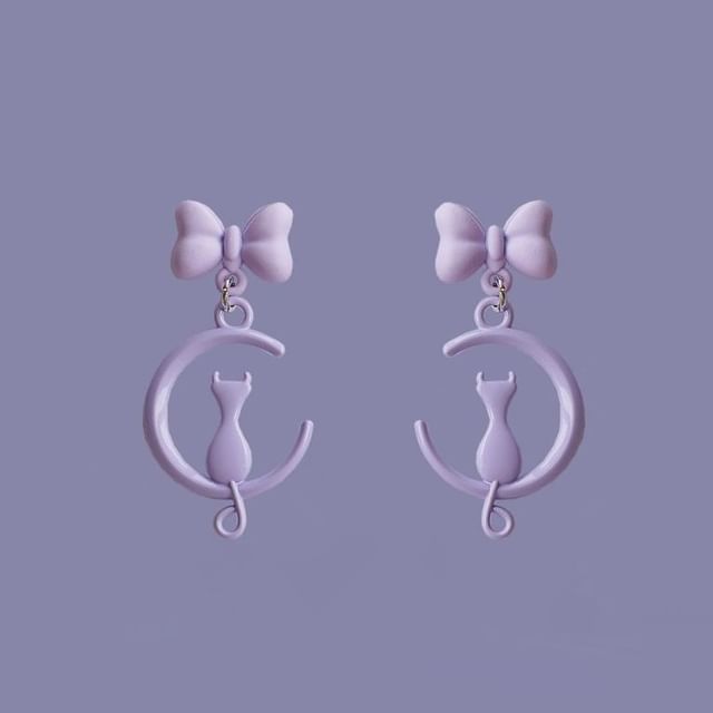 Dangle Cat Earring Moon Clip / On