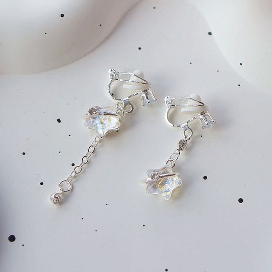 Star Asymmetrical Dangle Earring / Clip On Earring