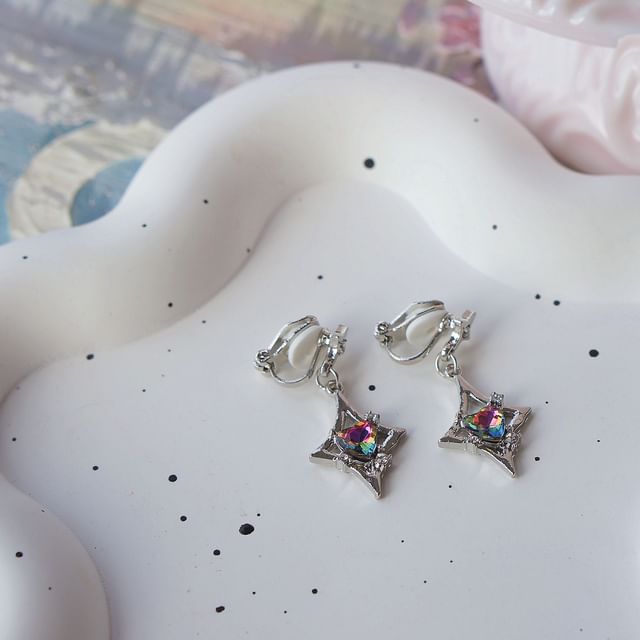 On Gemstone Clip Earring Dangle /