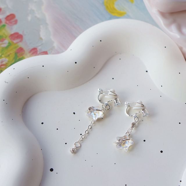 Star Asymmetrical Dangle Earring / Clip On Earring