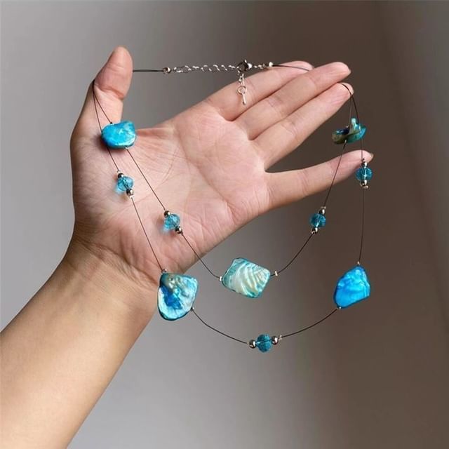 Beaded Gemstone Layered Necklace Irregular