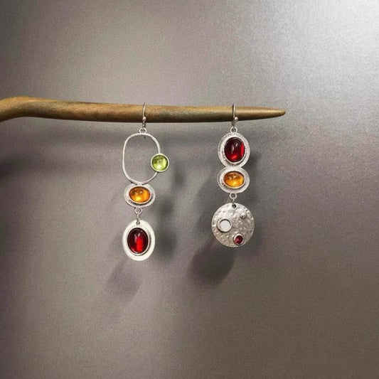 Asymmetrical Earring Dangle Gemstone