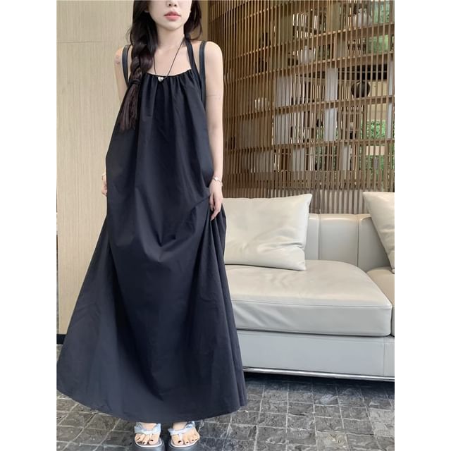 Halter Dress Print Neck Sleeveless Maxi