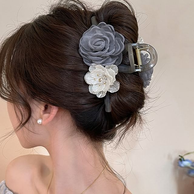 Floral Fabric Hair Claw Clip Acrylic