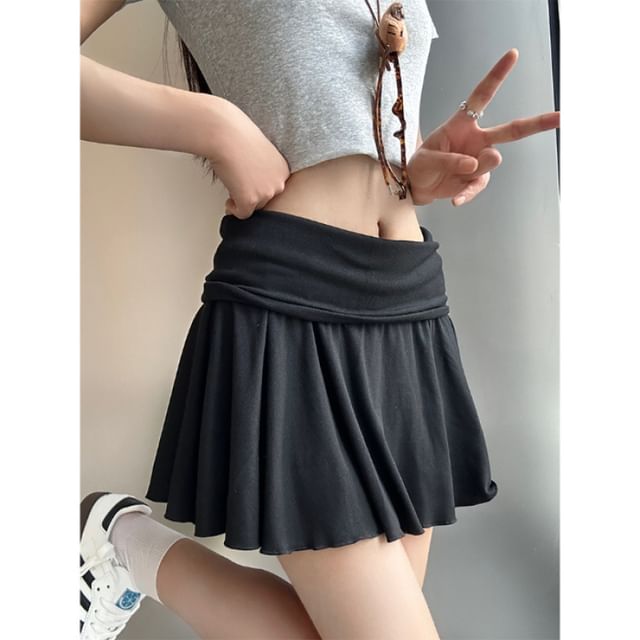 Rise Plain Mini Low Skirt