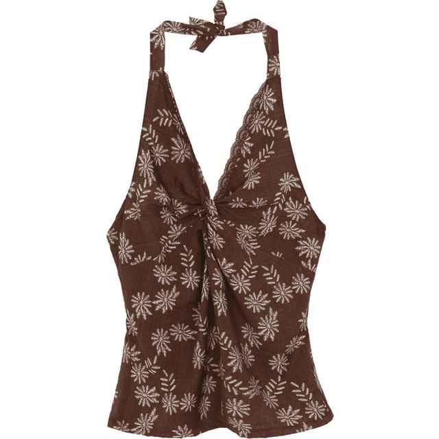 V-Neck Mini / Sleeveless Top Print Skirt