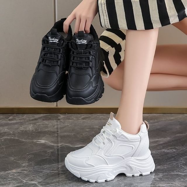 Panel Sneakers Wedge Platform Hidden