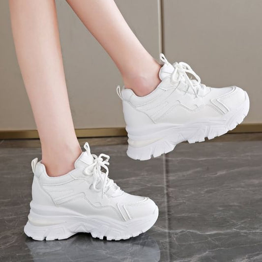 Wedge Hidden Platform Panel Sneakers