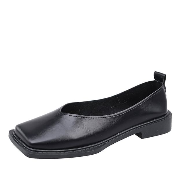 Flats Toe Square Faux Leather