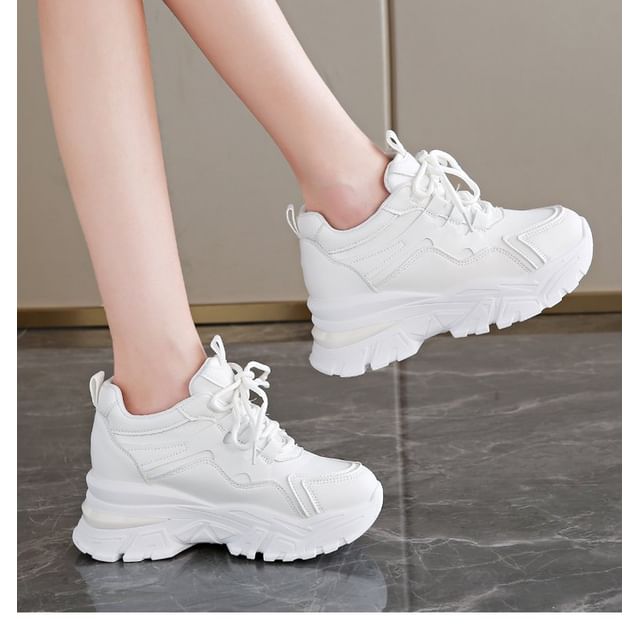 Wedge Hidden Platform Panel Sneakers