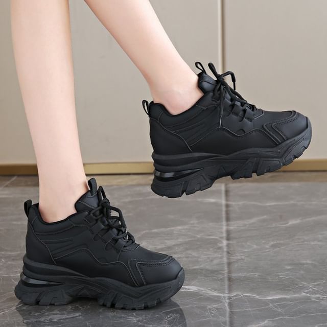 Wedge Hidden Platform Panel Sneakers