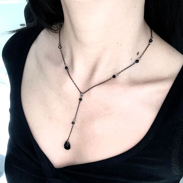 Faux Chain Station Necklace Crystal