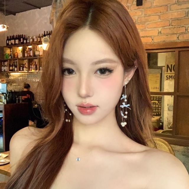 Bow Faux Earring Drop Fringed Pearl