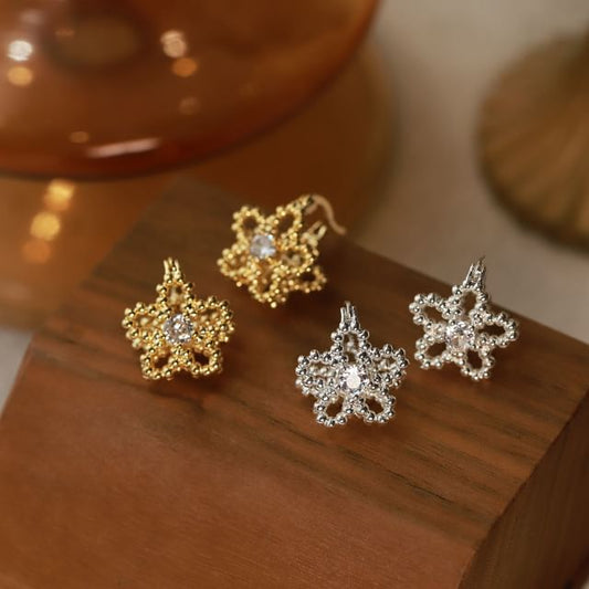 Flower Earring Rhinestone Huggie