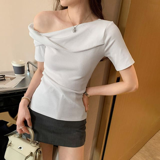 Plain Shoulder Top Sleeve Short Off