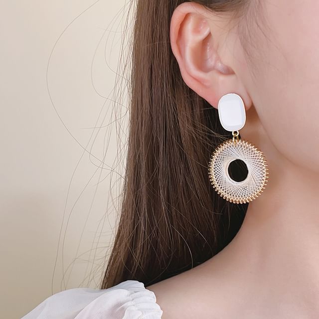 Drop Woven Alloy Earring Disc