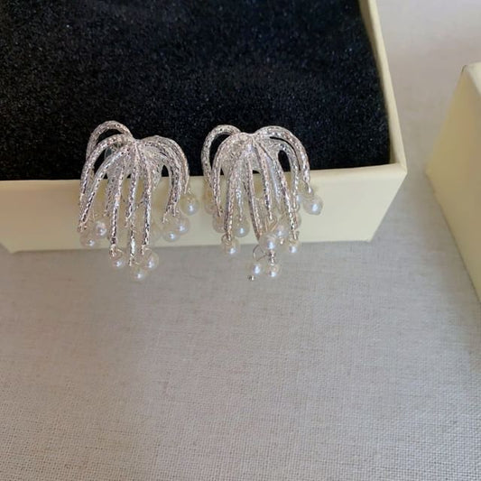 Earring Alloy Pearl Faux Fringed Firework