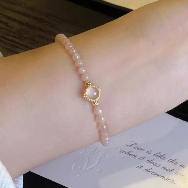 Faux Gemstone Bead Bracelet Moonstone