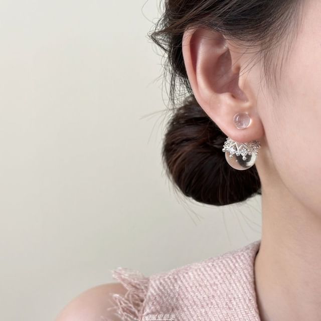 Faux Crown Bead Crystal Jacket Ear