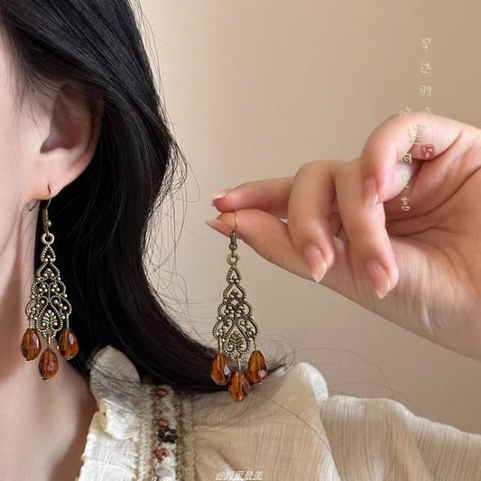 Gemstone Chandelier Alloy Earring Faux