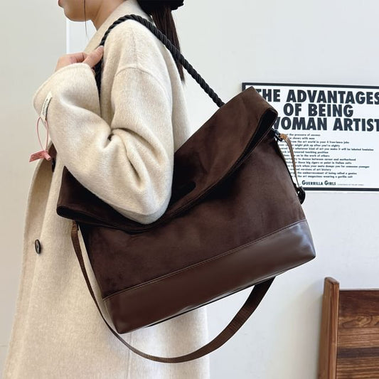 Tone Tote Suede Two Faux Bag