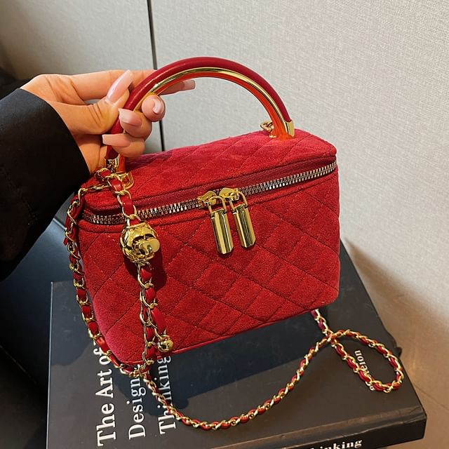 Bag Leather Chain Quilted Strap Crossbody Faux