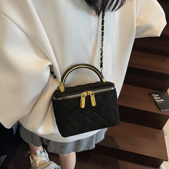 Bag Leather Chain Quilted Strap Crossbody Faux