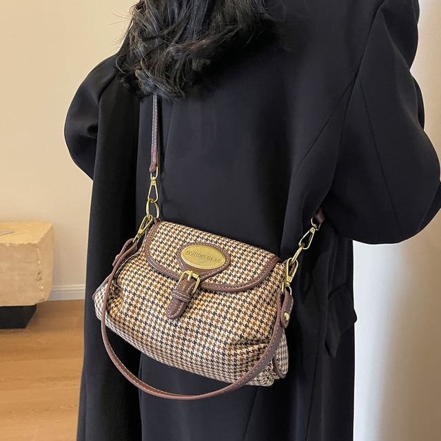 Buckled Crossbody Leather Faux Bag Flap