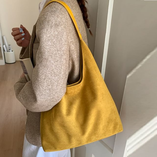 Pouch Tote With Suede Bag Faux