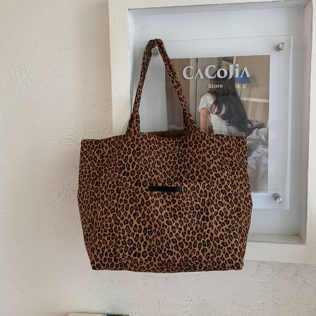 Tote Bag Leopard Panel Print