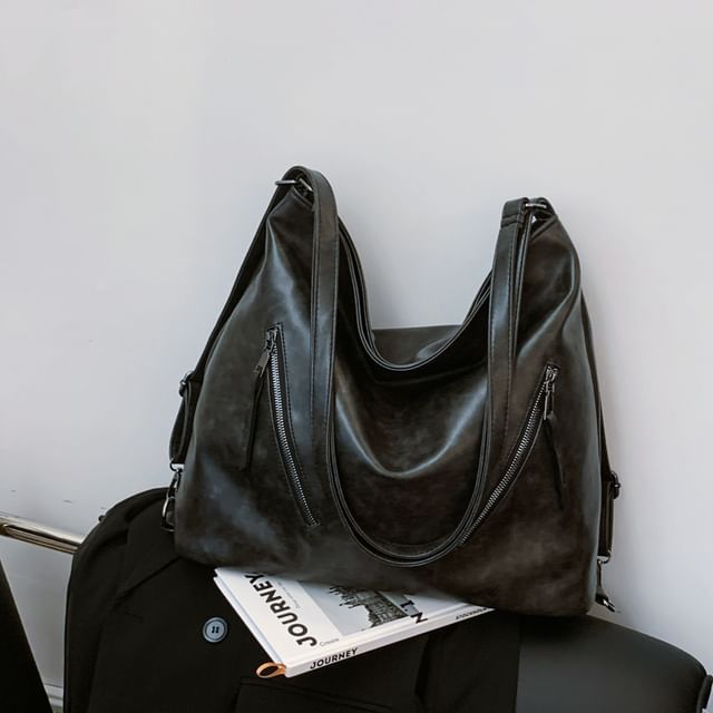 Backpack Faux Zip Leather Tote