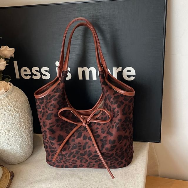 Bag Bow Leopard Print Tote