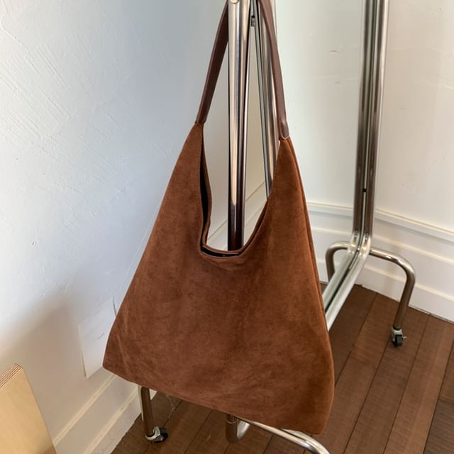 Pouch Tote With Suede Bag Faux