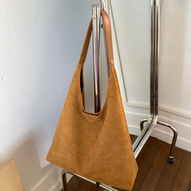 Pouch Tote With Suede Bag Faux