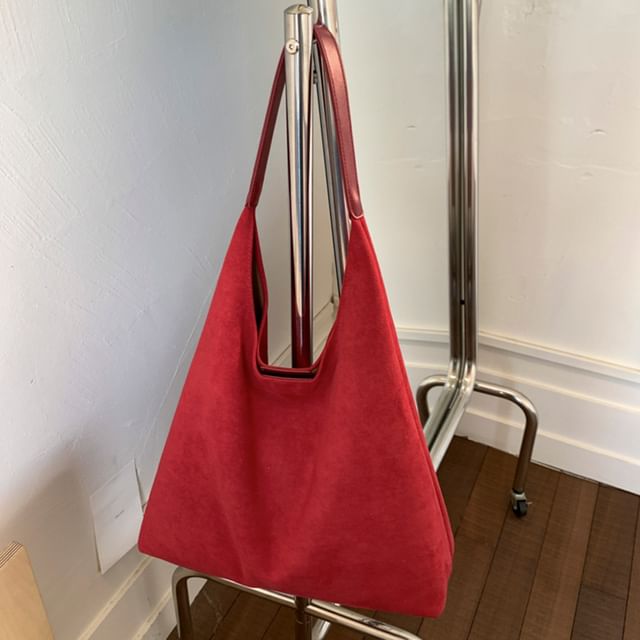 Pouch Tote With Suede Bag Faux