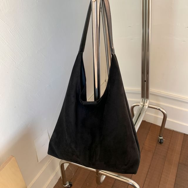 Pouch Tote With Suede Bag Faux