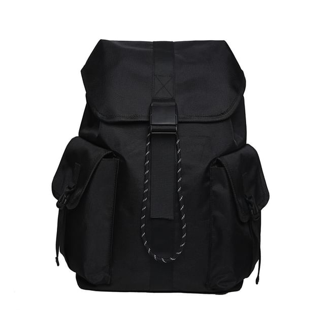 Drawstring Backpack Buckled Nylon Plain Unisex