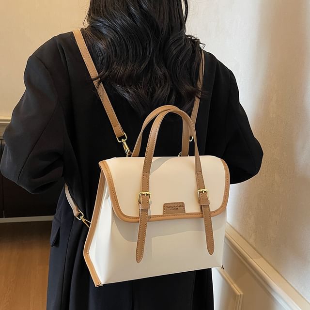 Flap Faux Backpack Leather