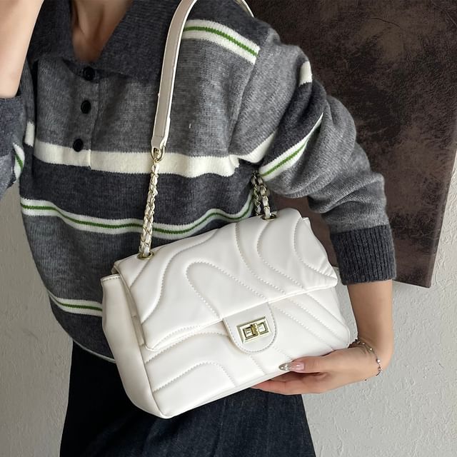 Quilted Flap Bag Crossbody Plain Faux Leather