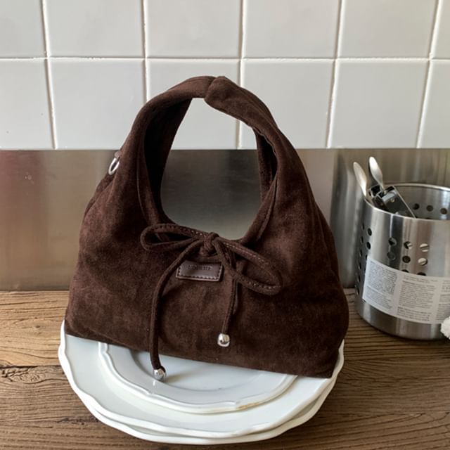 Handle Crossbody Bag Plain Top Suede Faux