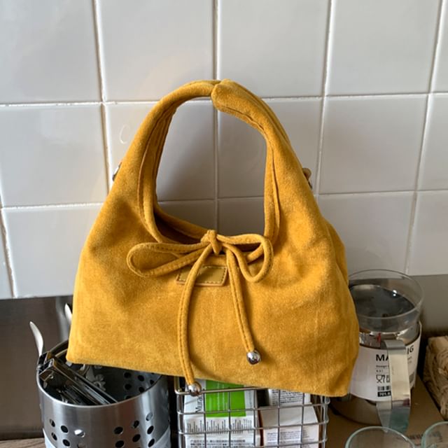 Handle Crossbody Bag Plain Top Suede Faux