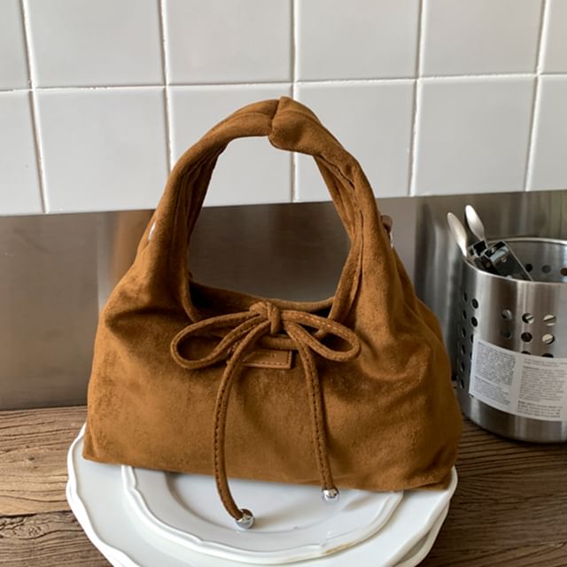 Handle Crossbody Bag Plain Top Suede Faux