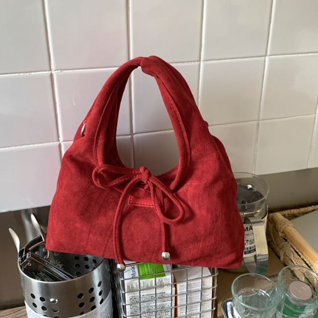 Handle Crossbody Bag Plain Top Suede Faux