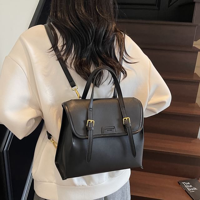 Flap Faux Backpack Leather