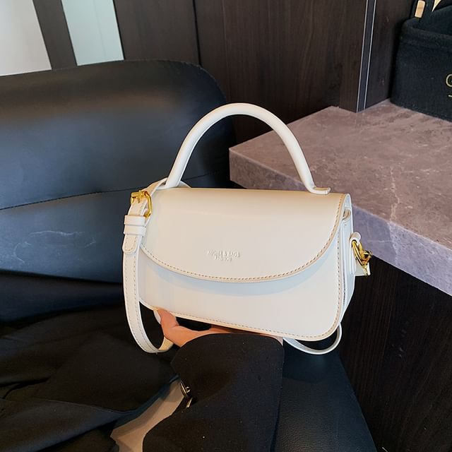 Bag Leather Faux Top Crossbody Flap Plain Handle