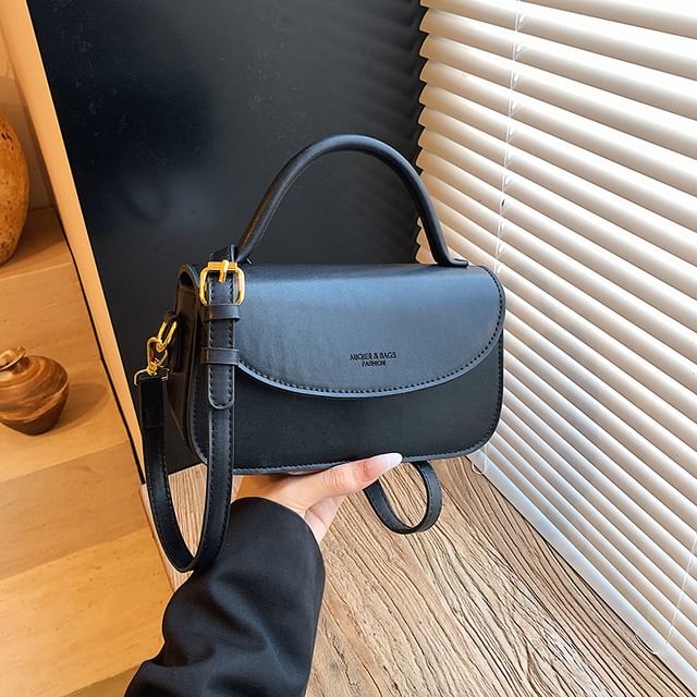Bag Leather Faux Top Crossbody Flap Plain Handle