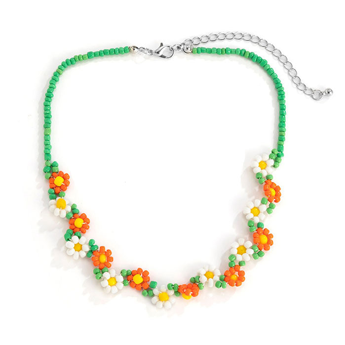 Flower Beaded Choker Necklace