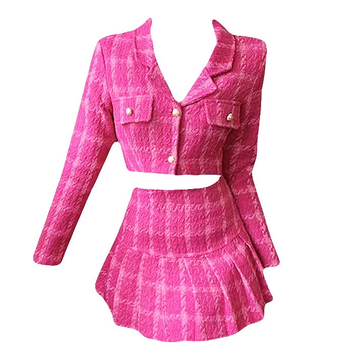 Y2K Pink Jacket and Skirt Set